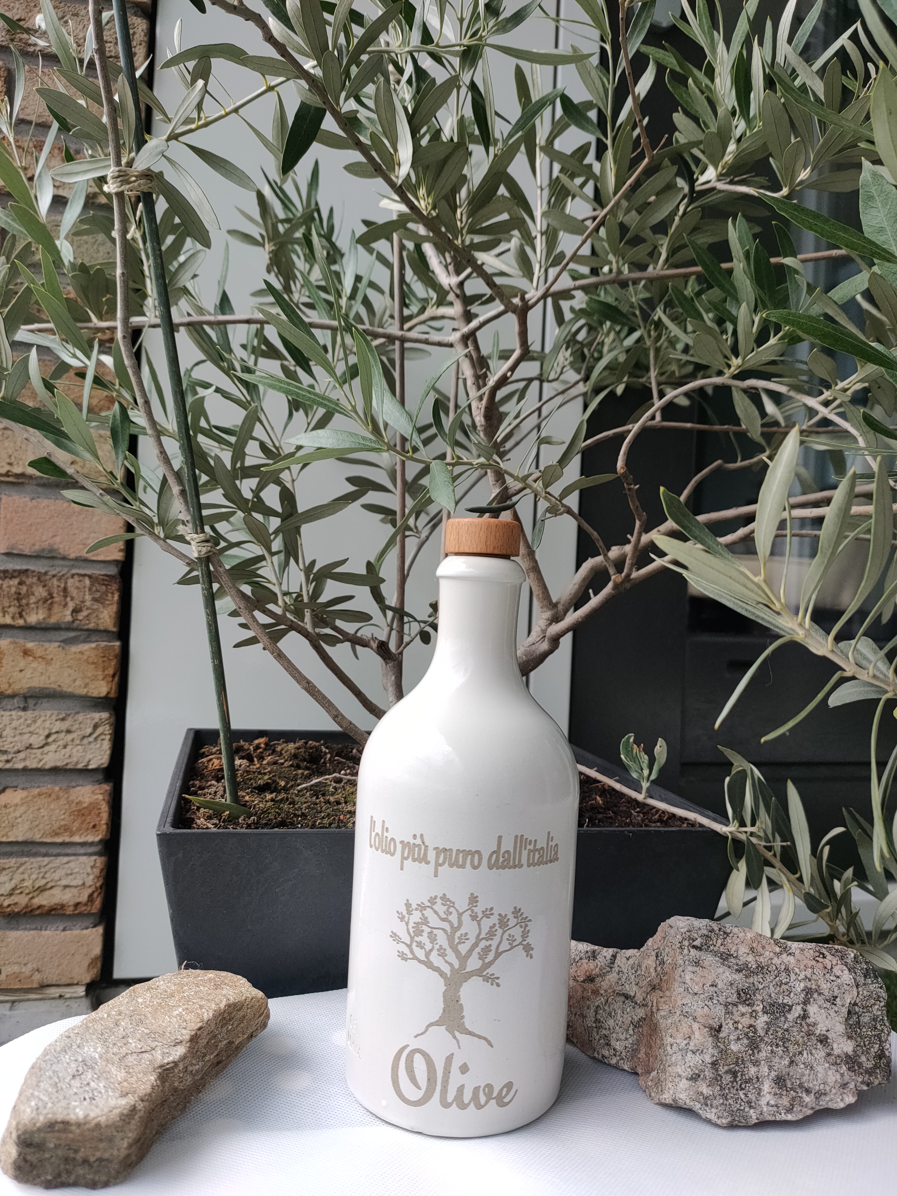 Keramische olijfolie fles